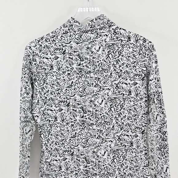 IBKUL Half Zip Pullover Top Womens Size S Black White Athletic Long Sleeve UPF50 - Picture 11 of 13